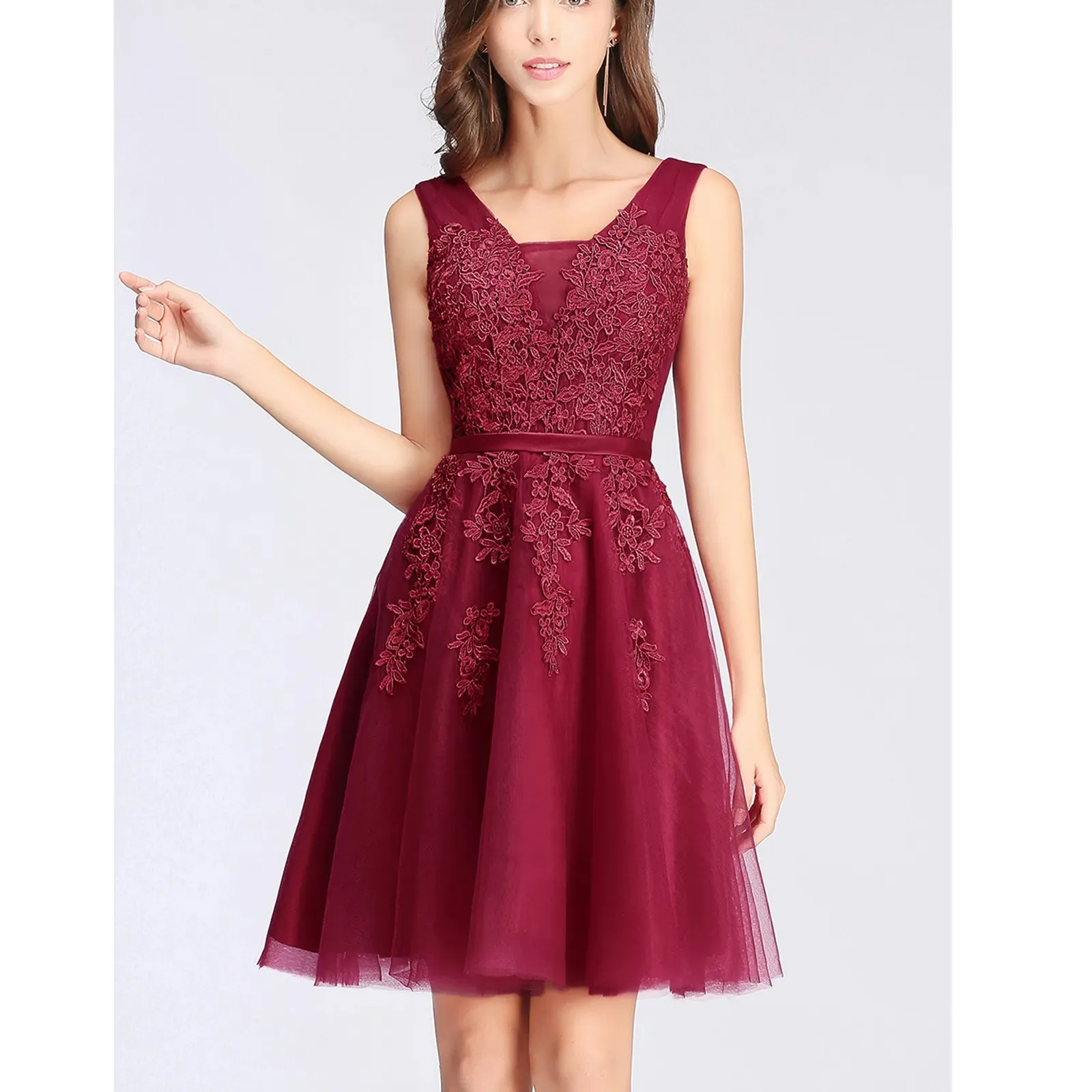 mini bridesmaid dresses Mini V-neck Dusty Rose Chiffon Bridesmaid Dresses – mollyevers.com