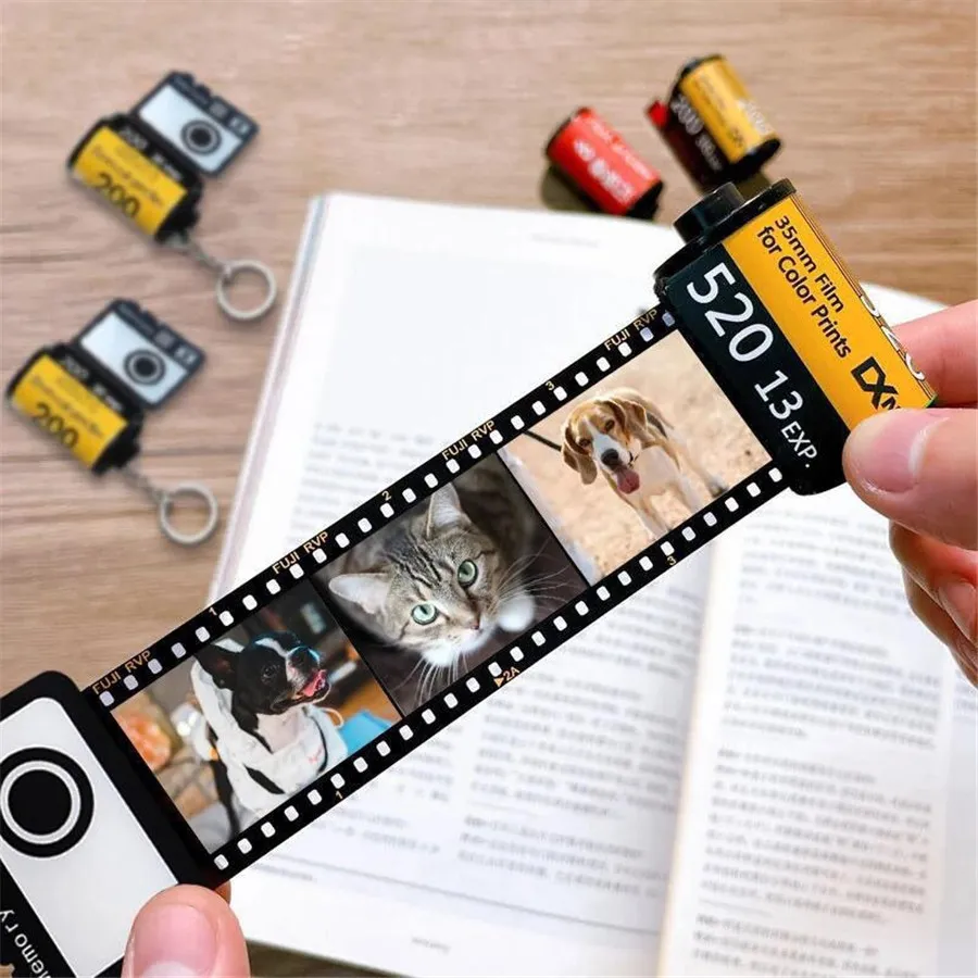Photo Paper Keychain Custom Picture Keychains: Personalized 5 Photo Film Roll Keychain ...