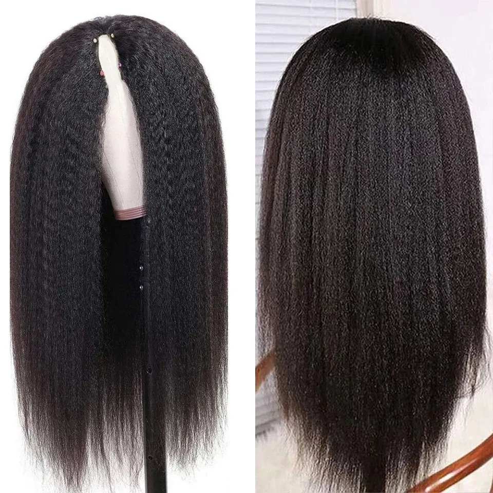 Human Hair V Part Wig, 14 Inch Long Yaki Straight... From  display picture 3