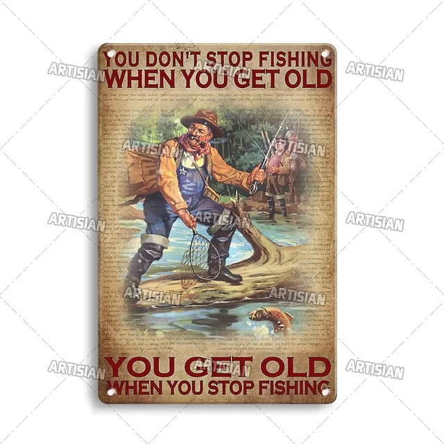 Fishing Metal Sign Fish Sport Tin Poster Funny Fisherman Metal