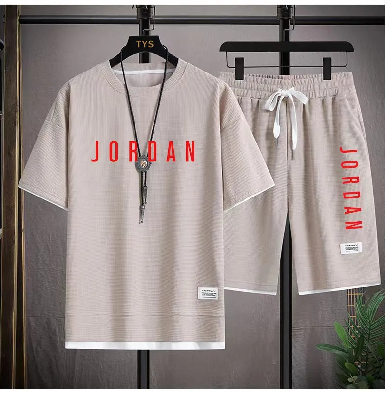 DHgate.com:Mens Casual Cotton Sports Set, 2-Piece Printed Athletic 