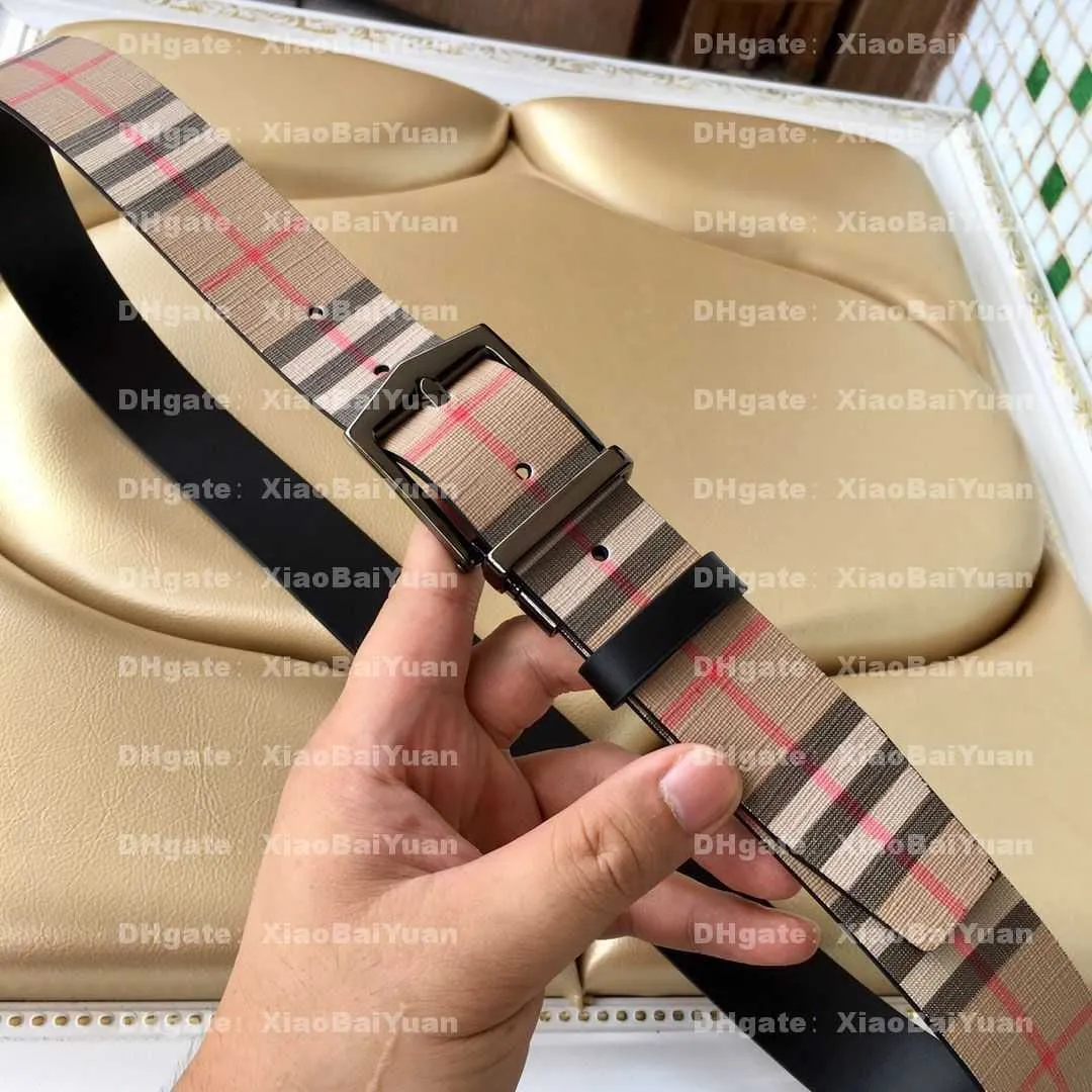 Luxury Designer Checkered Belt Genuine Leather Fashion Letter Buckle for Men Women Formal and Casual Wear