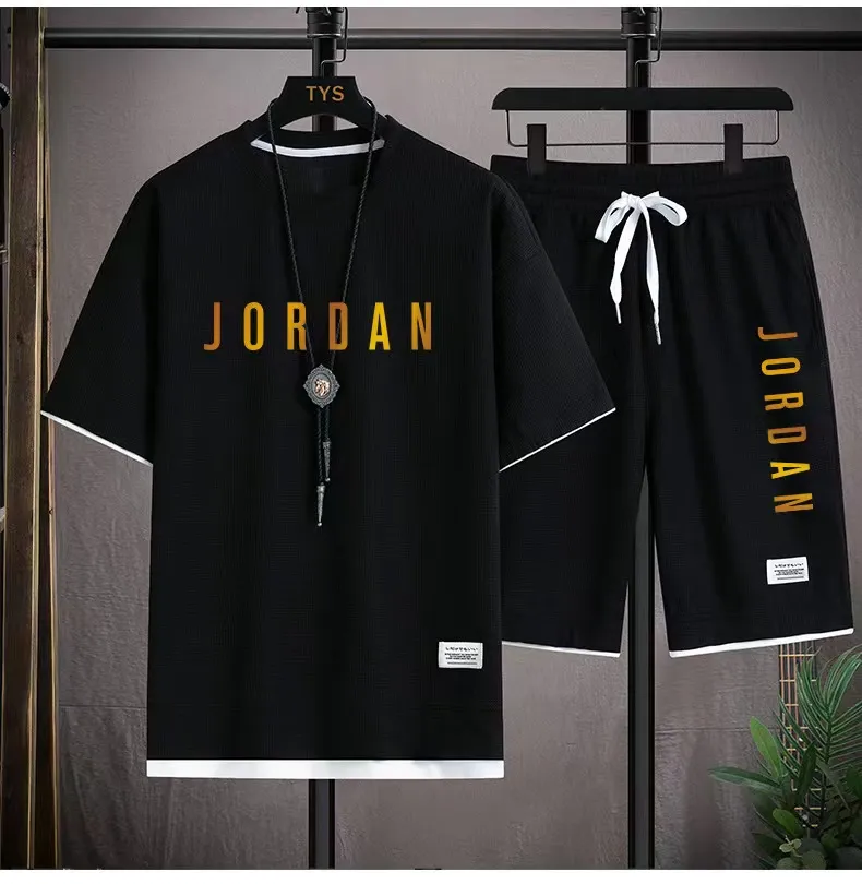 DHgate.com:Mens Casual Cotton Sports Set, 2-Piece Printed Athletic 