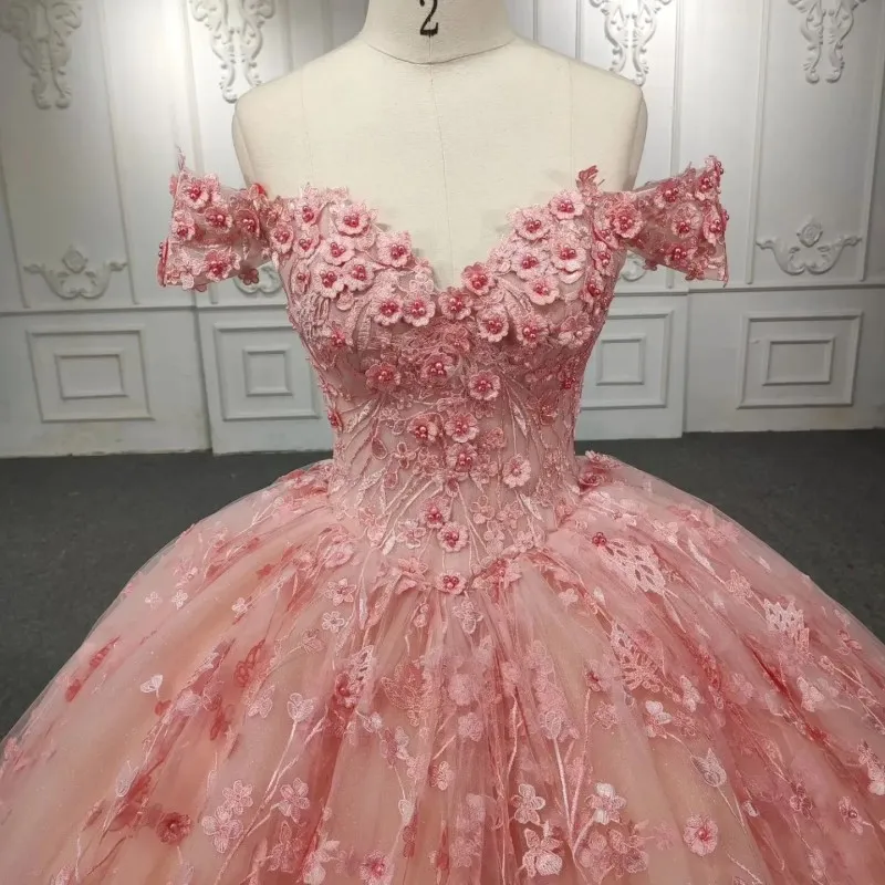 Vintage Ombre Off-the-shoulder Applique Beaded Sweet 16 Quinceanera A-Line Evening Dress Ball Gown DP6292
