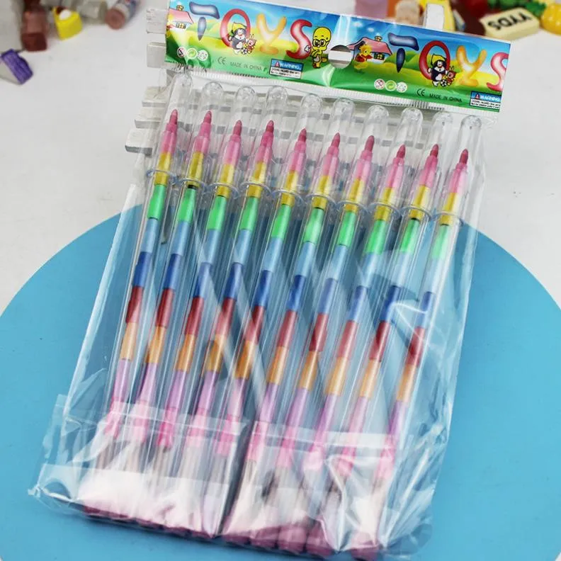 Stacking Stackable Buildable Colorful Crayon Party Favors Rainbow