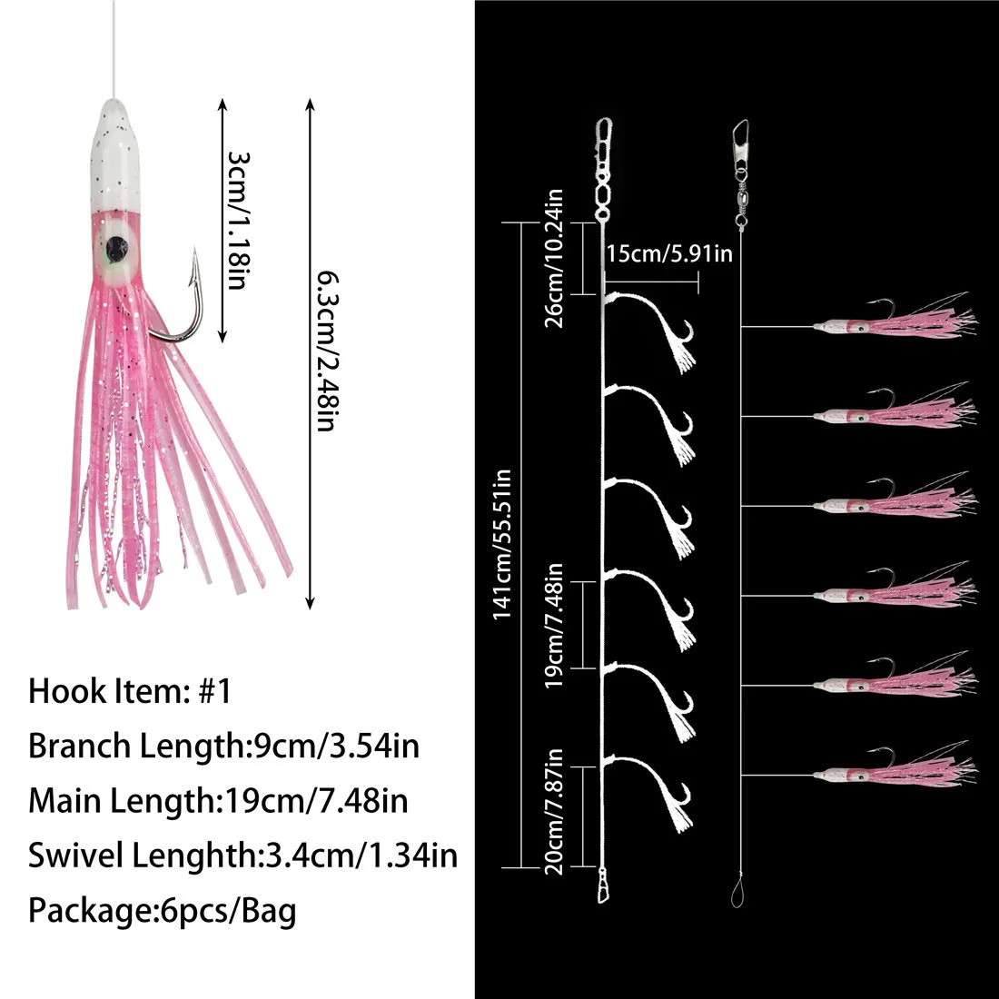 Baits Lures 6/12Packs Soft Squid Skirts Eel fishing Lures Teasers Saltwater  Octopus rig live bait Mackerel Snapper Artificial Bait Fishhooks 230816