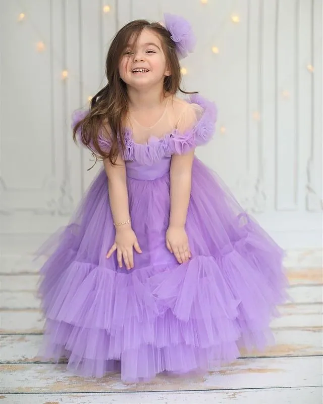Vintage Lavender A Line Lilac Infant Dress With Sheer Neckline Tulle Tiers And Satin ZJ407 From Chic cheap 59.81 DHgate.Com