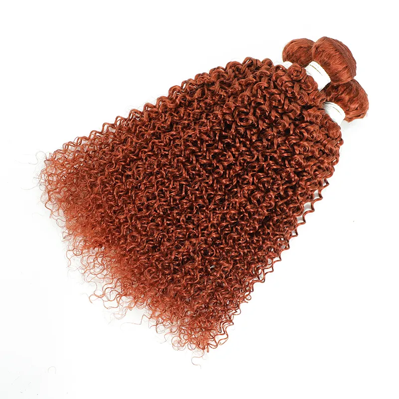 Kinky Curly Human Hair Bundles 350 Orange Ginger Colored Human Hair Weave Bundles Brazilian Remy Hair Extensions 1/3/4 Bundles