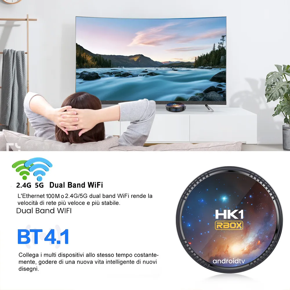 Android TV Box 4K HK1 RBOX W2T: Amlogic S905W2 Quad Core Smart TV Box ...