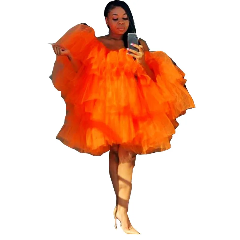 Orange Plus Size Womens Short Tulle Party Dress With Puffy Tutu Skirt And Tiered Tulle Perfect For African Homecoming Party And Prom Gowns 2023 Collection From Haiyan4419 61.7 DHgate.Com