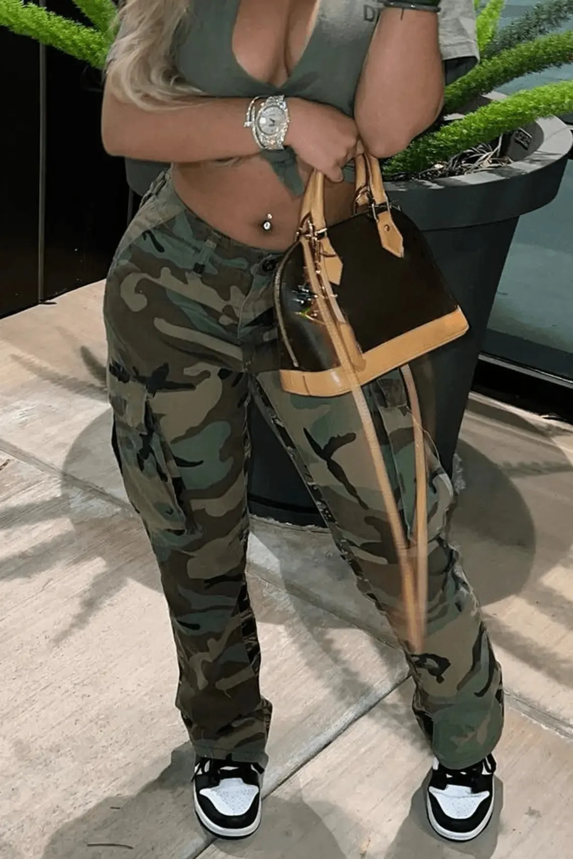 Pantalon imprimé camouflage 2025 femme