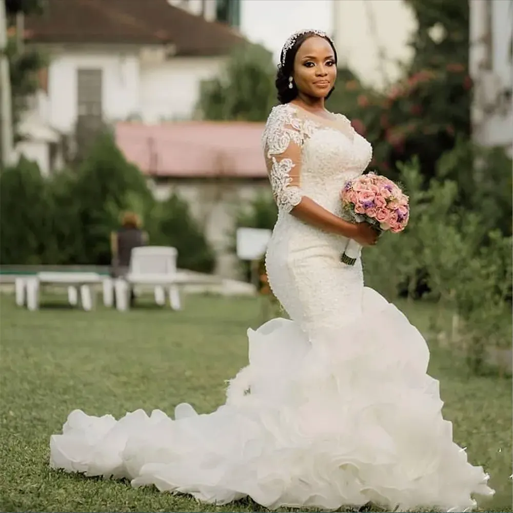 Mermaid wedding dress with tulip sleeves online