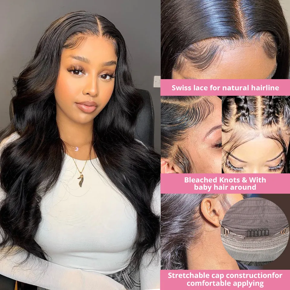 Body Wave Glueless Wig Human Hair Ready To Wear and Go Glueless Human Hair Wigs Transparent Brazilian13x4 Lace Frontal Wig