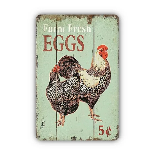 American Wit 'Farm - Fresh Eggs' Rustic Tin Metal Sign – Vintage Farmhouse Decor, 12 X 9 Inches