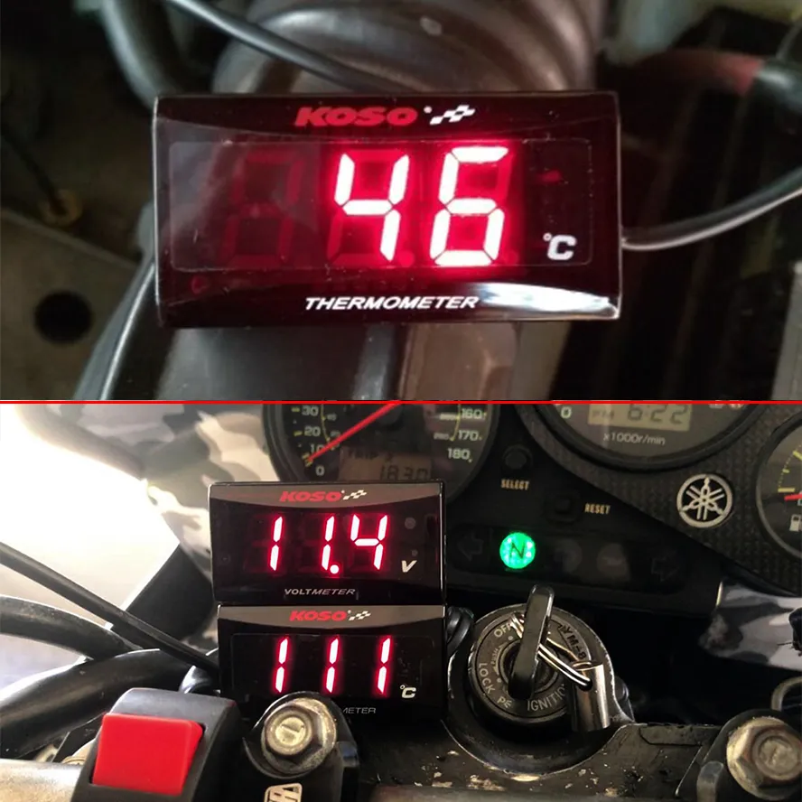 Thermomètre Numérique pour Moto, Thermomètre bleu à capteur, Thermomètre à  eau de moteur, Thermomètre de moto étanche avec capteur de température à