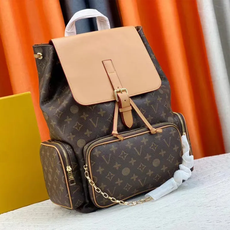 Classic Printed Canvas Match Leather Gold Chain Shoulder Strap Clamshell School Bag Backpack Fashion Designer Backpack Men Travel Backpack Hot Designer Bag Women From 52 86 DHgate