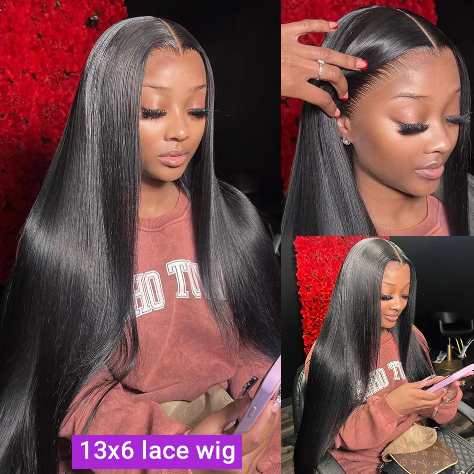 Bone Straight 13x4 13x6 HD Lace Front Human Hair Wig 250 Density Hd Lace Frontal Glueless Wig 360 Brazilian Hair Wigs For Women