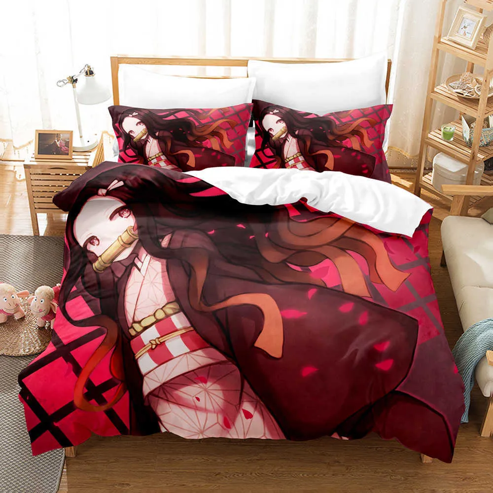 Demon Slayer Anime Bedding Set Twin Single Full Size Duvet Cover Set 4 Piece Soft Microfiber Fabric Colorful Anime Character Design Perfect