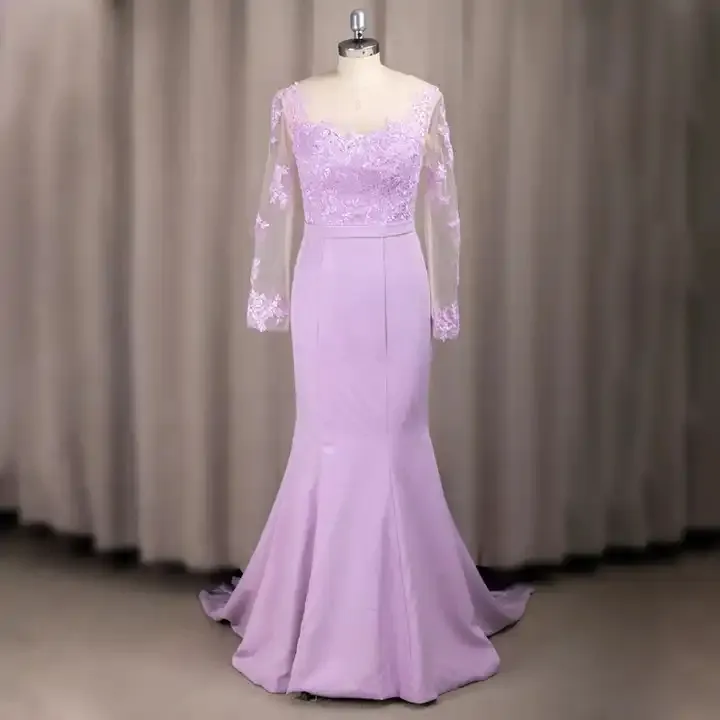 purple long sleeve bridesmaid dresses Ever-Pretty V-Neckline Long Sleeve Chiffon Formal Mother of the Bride Dress main image 1