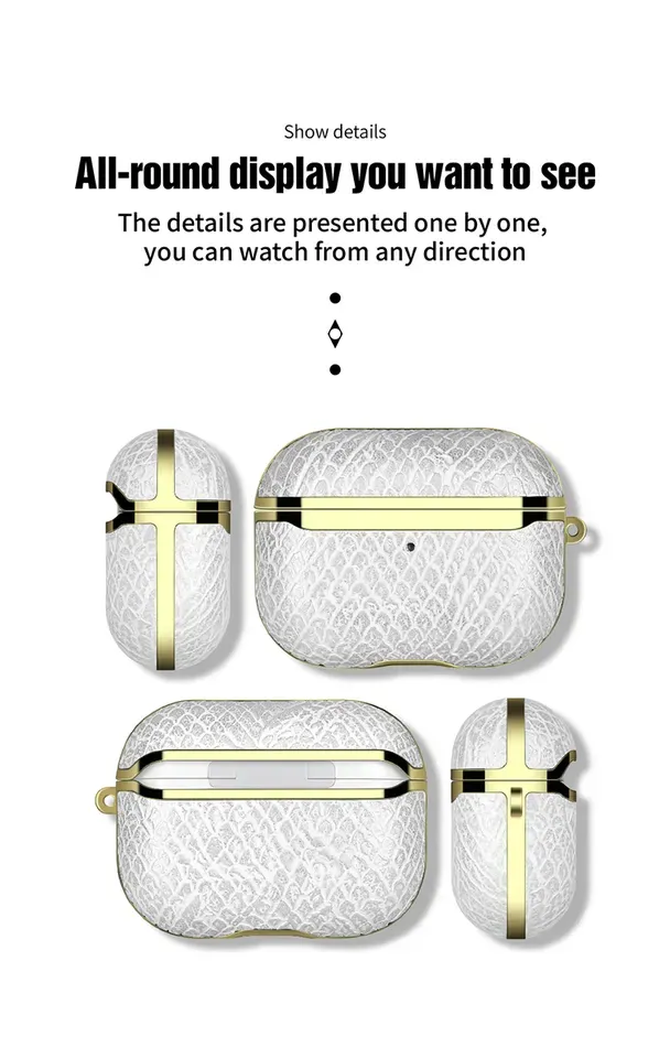 Stylish Snake Skin AirPods Case Premium Leather Protective Cover for  AirPods Pro 3, Shockproof Charging Case, Fashionable Design