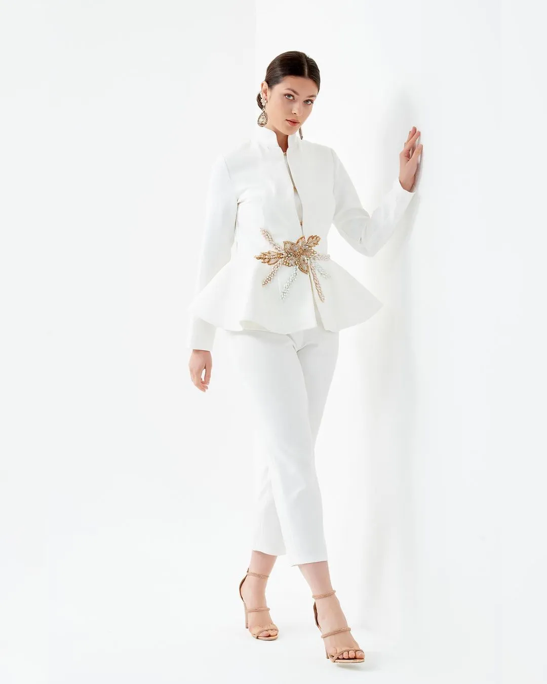 DHgate Elegant Mother of the Bride Pants Suit White Appliques Wedding Dress Formal Wear Plus Size Custom Made 2 Pieces Wedding Party Events