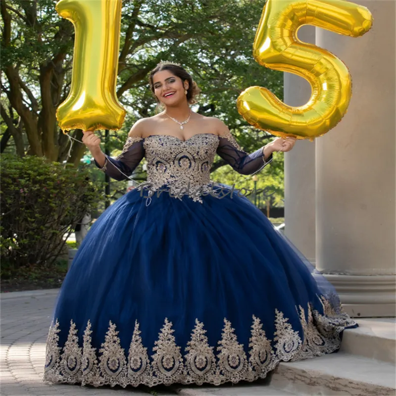 Navy blue and top gold dress plus size