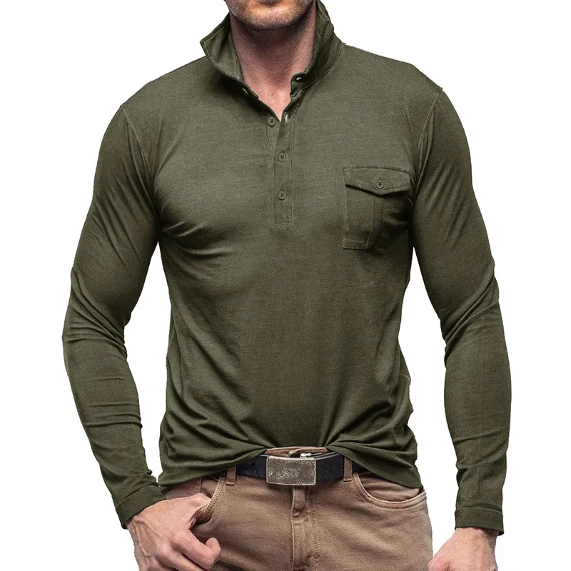 Men's long sleeve pullover shirts with collar outlet