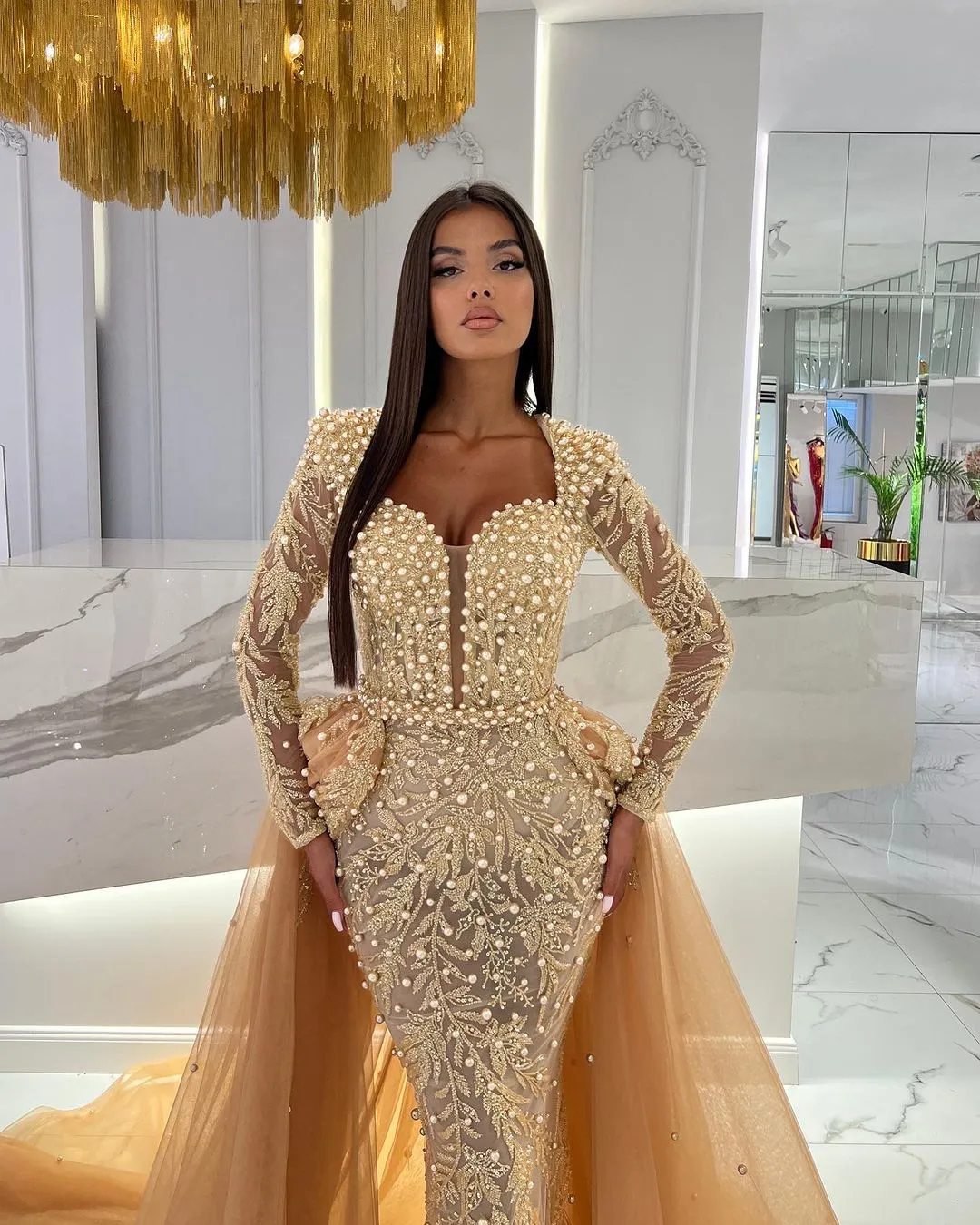 Sweetheart Appliques Detachable Long Sleeve Trumpet Mermaid Wedding Dress Sweetheart Appliques Detachable Long Sleeve Trumpet Mermaid Wedding Dress