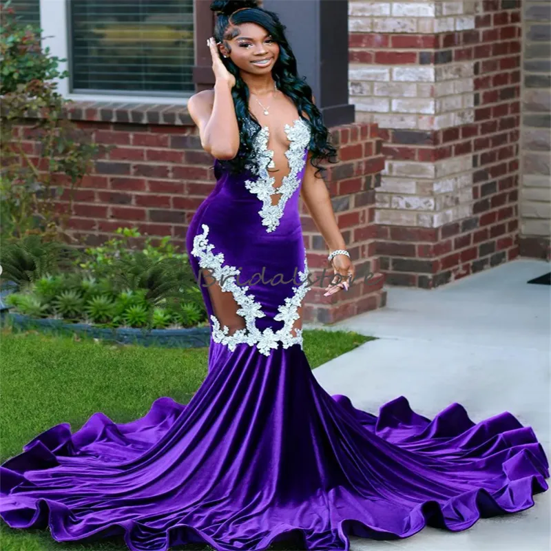 Purple Mermaid Dark Purple Evening Gown 2023 With Lace And Elegant