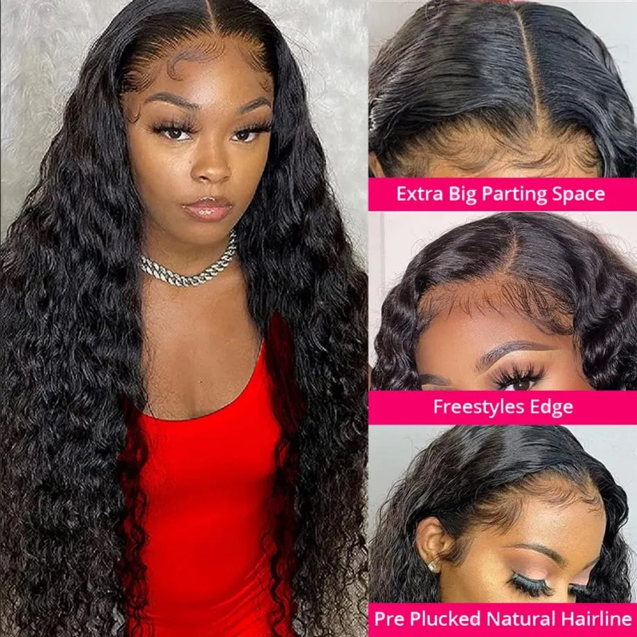 Brazilian Human Hair Wig With Deep Wave Lace Front And Water Wavy
