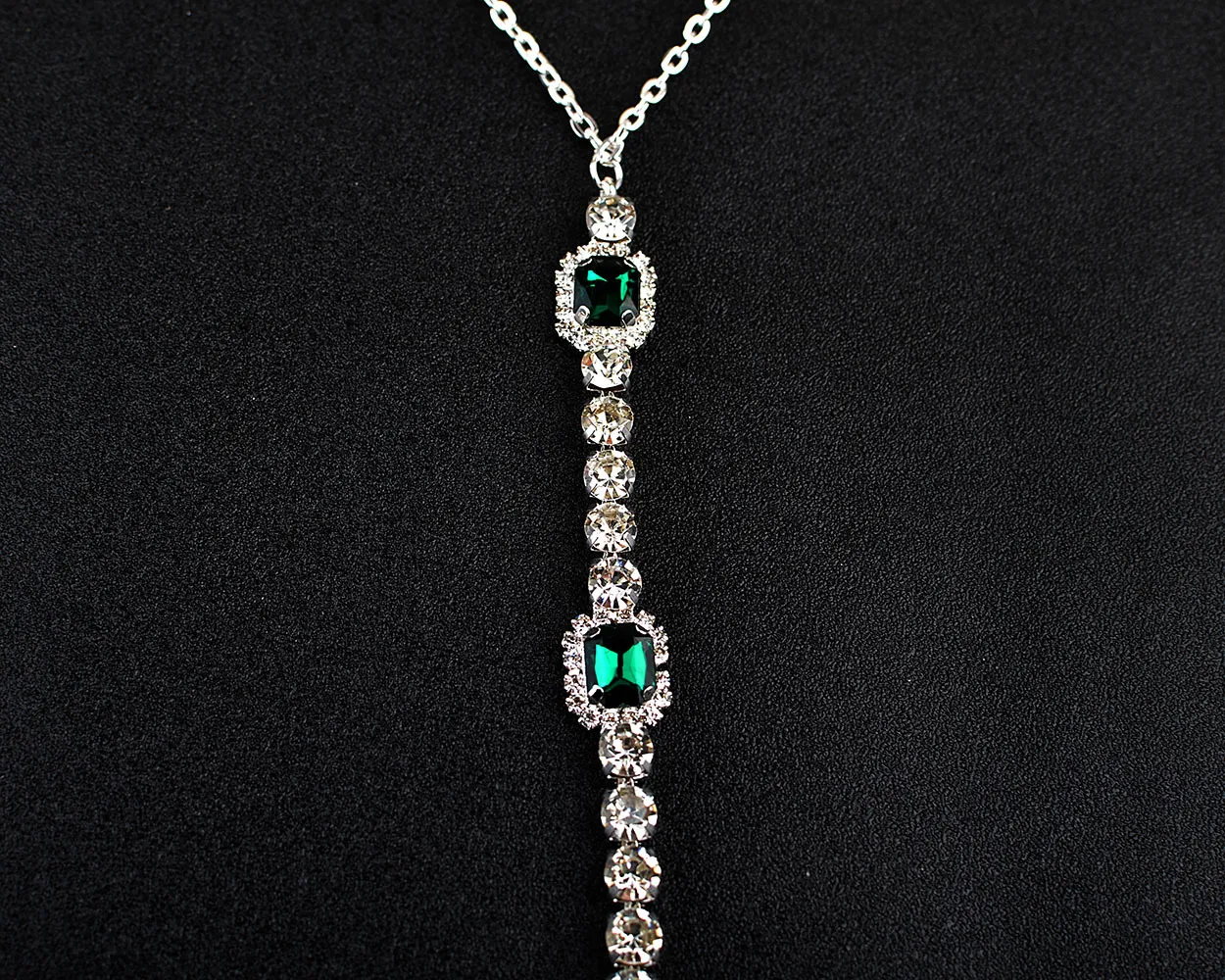 8446 Silver Rhinestone Crystal Body Chain For Women (green) Diamond Color Gemstone Bead Bra Pearl, Beaded Bralette Body Chain  main image 3