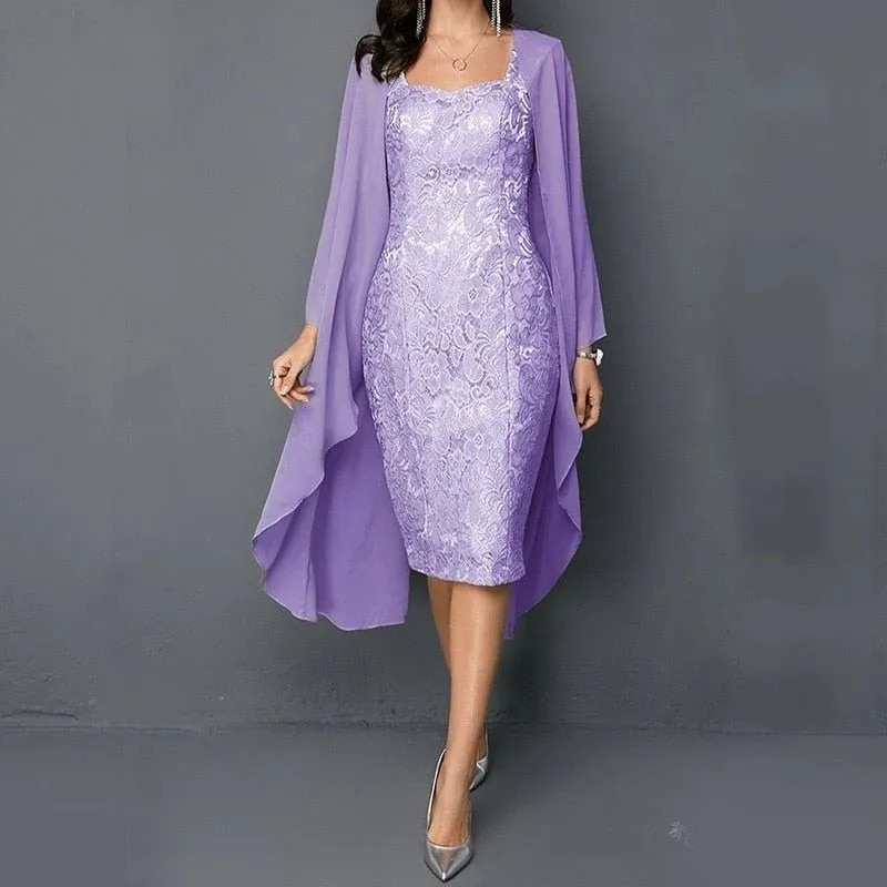 Stunning Purple Mother Of The Bride Silver Two Piece Dress With
