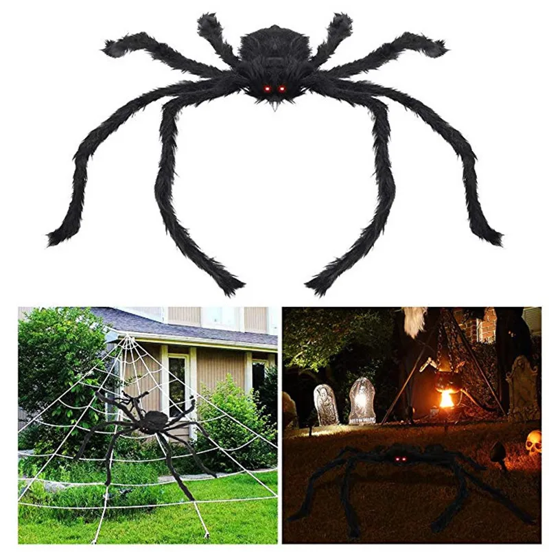 Lot De 2 Araignées Halloween Réalistes - Plastique Et Peluche, Accessoire Décoration Maison Hantée Intérieur/extérieur - 10