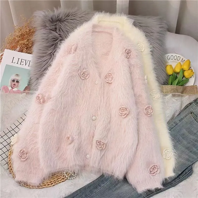 Pull Camelia En Peluche Pour Femme Cardigan Tricote Epais Col En V Petit Parfum Celebrite Francaise Automne Hiver 2023 Du 46 93 DHgate