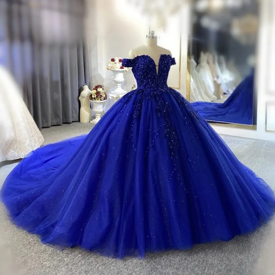 Amazon.com: Datangep Blue Gradient Ball Gown Evening Dresses Gowns Off  Shoulder Princess Prom Party Dress Size 2 : Clothing, Shoes & Jewelry