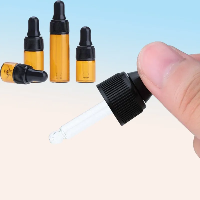Wholesale Travel Friendly Amber Glass Round Mini Dropper Bottles 3ml
