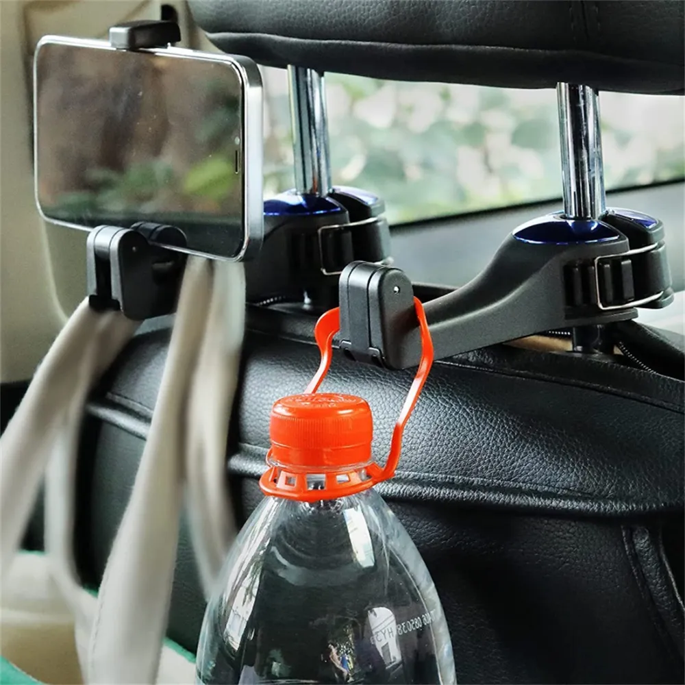 2 in 1 Auto Zurück Sitz Kleiderbügel Haken Organizer Auto Kopfstütze Haken  mit Telefon Halter für Handtasche Auto Innen Zubehör auto Gadget -  AliExpress