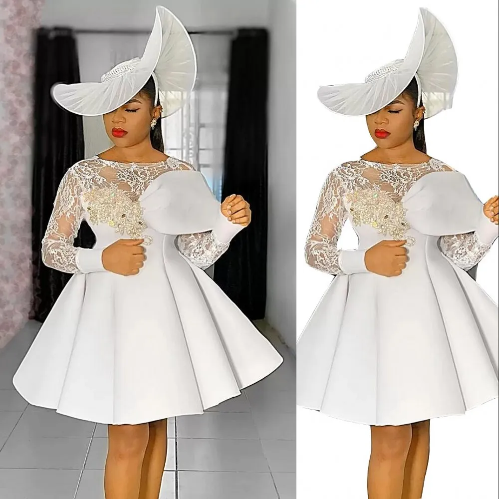 Luxury Dubai White Evening Dresses for Women Wedding Long Cape Sleeves –  Chellen-prom