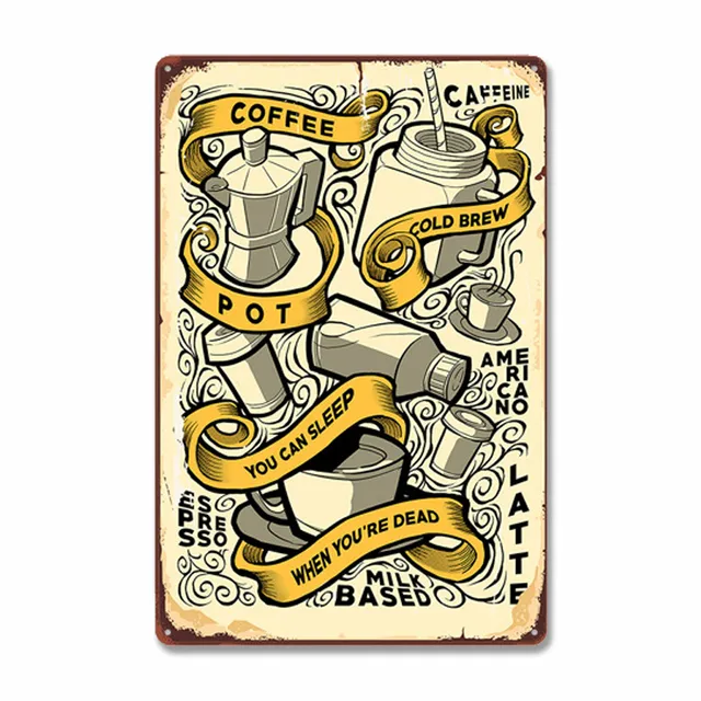 Classic Coffee Poster Vintage Metal Tin Sign Retro Fresh And
