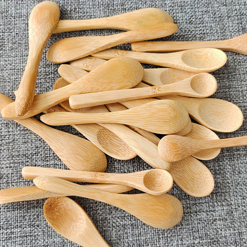Small Mini Wooden Bamboo Spoons Round Jam, Soup, Coffee, Salt Scoops ...