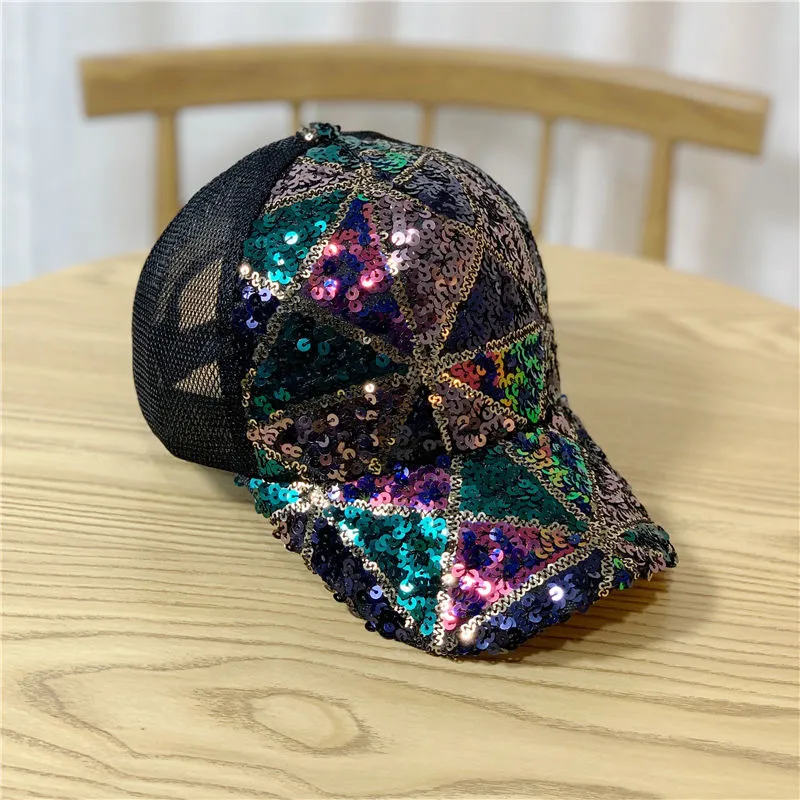 Paillettes Paillette Bling Brillant Maille Casquette De Baseball Frappant  Assez Réglable Femmes Filles Chapeaux Pour Party Club Rassemblement XY695