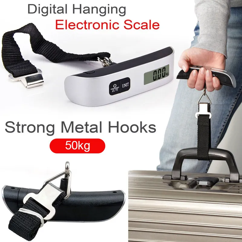110lb/50kg Digital Scale Electronic Balance Pocket Luggage Hanging Scale  Suitcase Travel Weighing Scale Baggage Bag Weight Tool