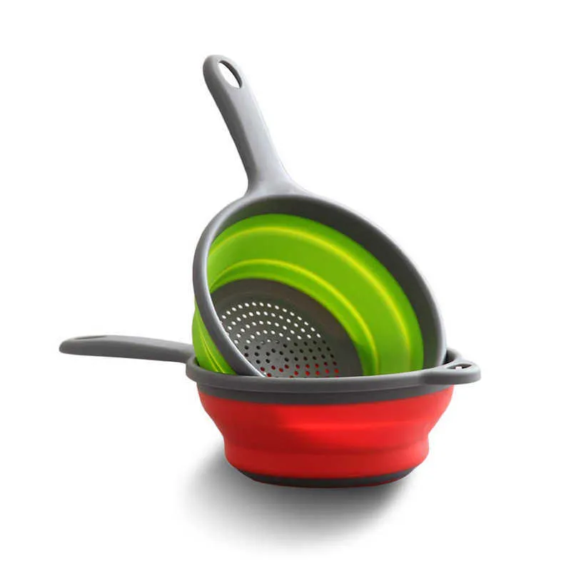 Foldable Silicone Colander Fruit Vegetable Washing Basket Strainer With Handle Strainer Collapsible Drainer Kitchen Tools Cleaning Basin From 6 33 DHgate
