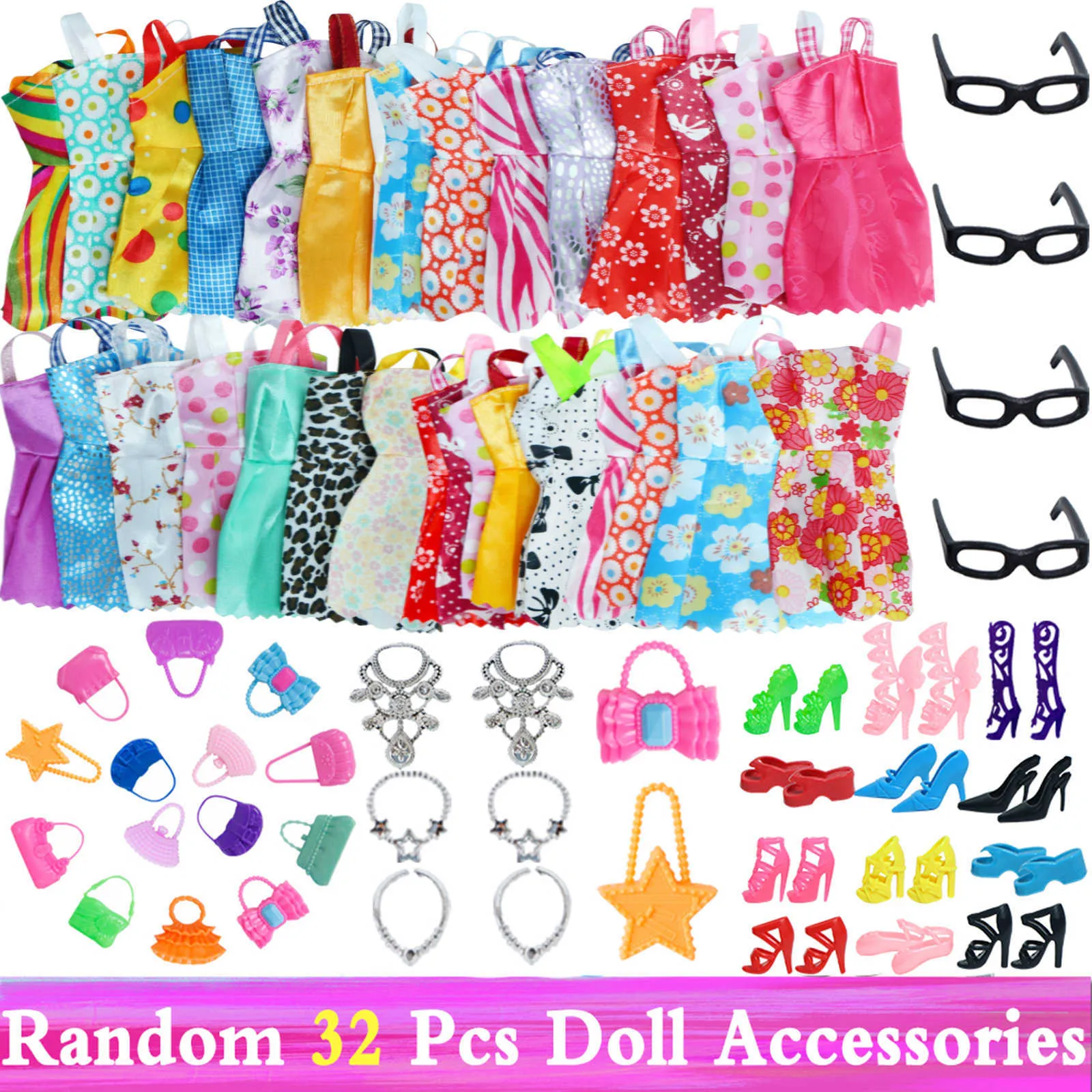 41 Pcs Moda Barato Barbies Boneca Roupas Acessórios Lote Casas Brinquedos  Vestido Presente Para Barbie BJD 1/6