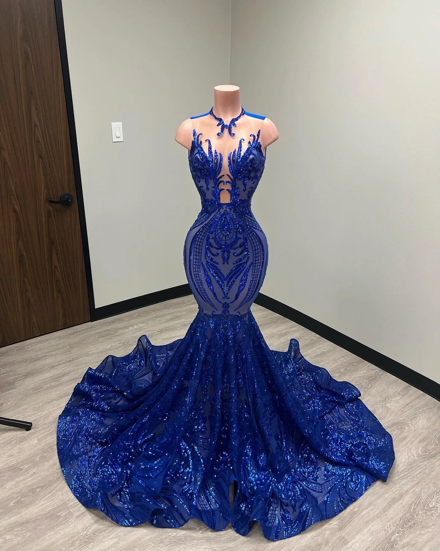 maxi long sleeve formal dresses Aubree Glitter Mermaid Formal Dress