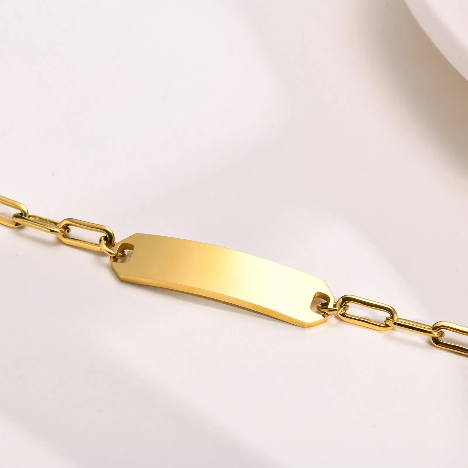 Cute Children s Chain Smooth ID Bracelets Stainless Steel DIY Bracelet For Baby 6.3 8.3inch Can Adjust Gold Plated