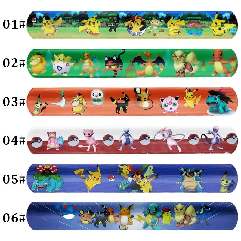 Pokemon Toys Snap Bracelets Pikachu Anime Wristband Child Pocket Slap Band Puzzle Toys For Boys Girls Pokemon Wristband Party Gifts
