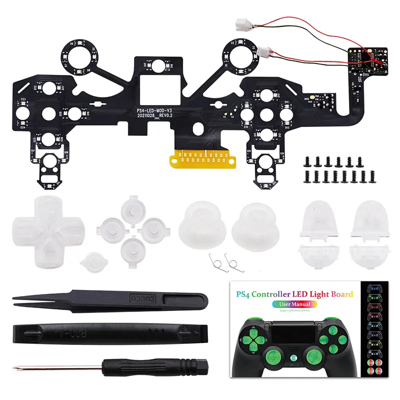 For PS4 Wireless Controller LED Mod Kit Button Joystick Lights