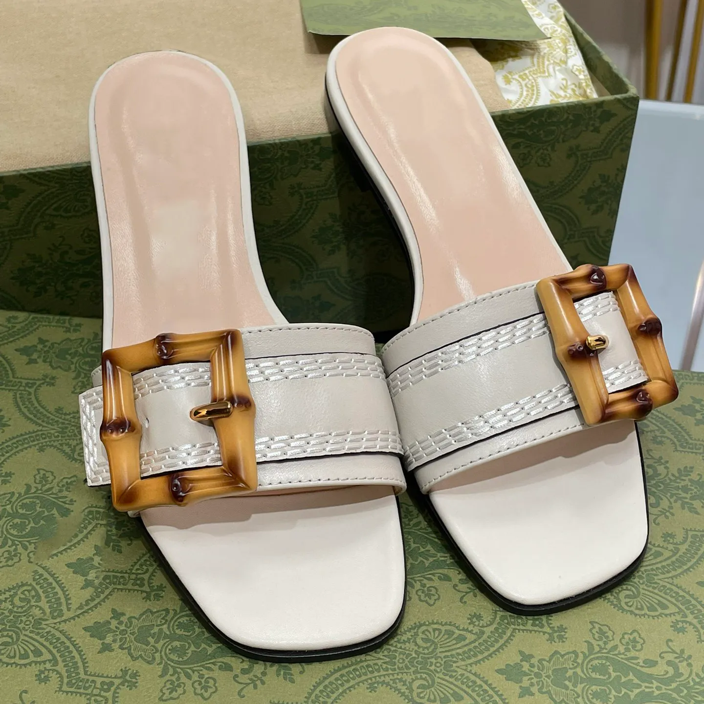 Luxury Bamboo Buckle Flip Flops: Non Slip Woven Leather Slides For Women,  Perfect For Spring And Summer, Comfortable And Fashionable With Soft Seam  And Open Toe Available In Sizes 35 40 From