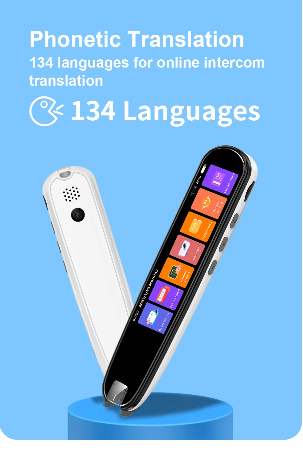 Stylo Traducteur Intelligent 134 Langues - Scanner Et Traduction Instantanée - WiFi Et Hors Ligne - Pour Voyages Et études